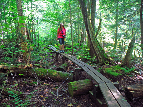 Karen Duquette hiking to Greenstone Falls